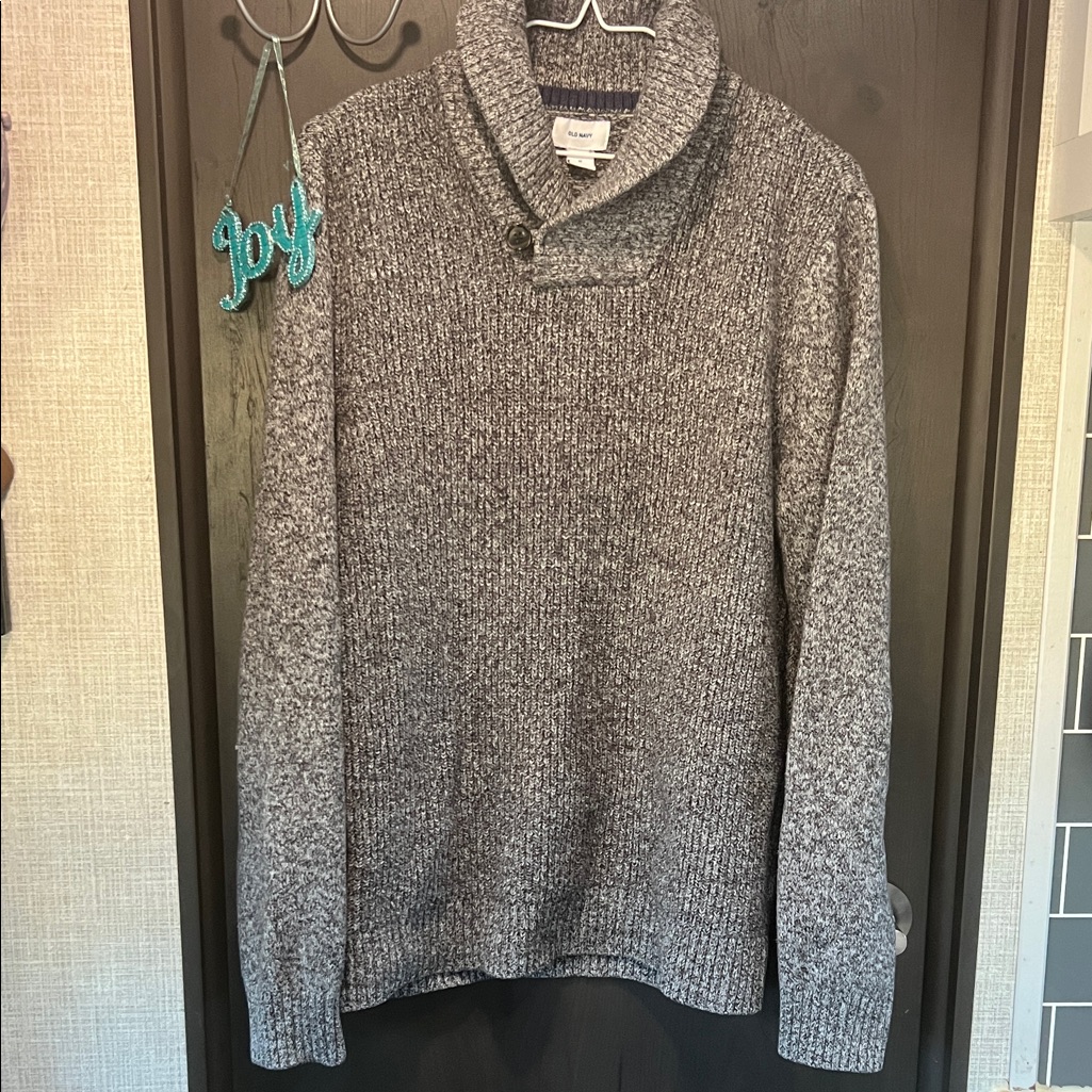Old Navy Heather Gray Shawl Neck Colton Blend Unisex Sweater